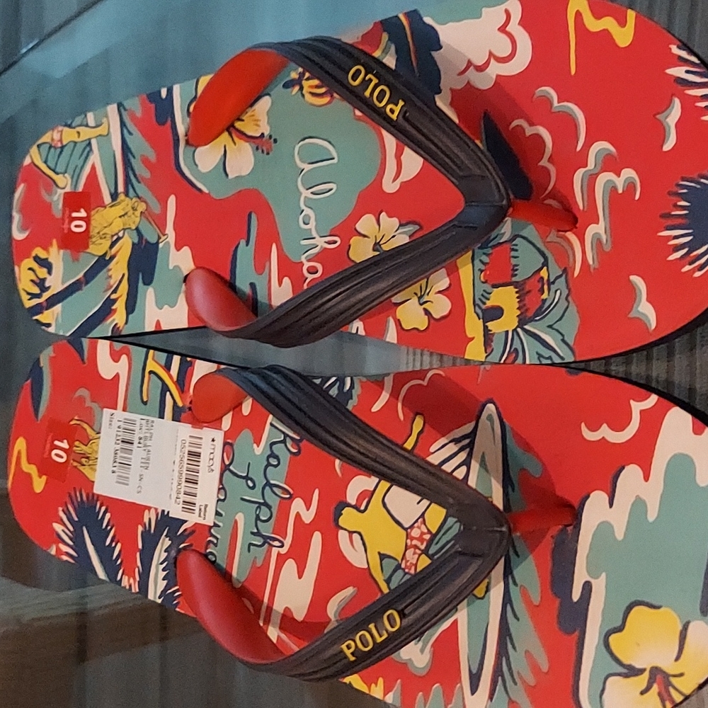 Polo by Ralph Lauren Red and Blue Flip-Flops